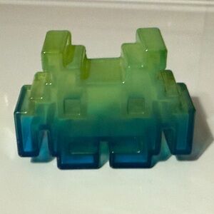 Green and Blue Pixel Space Invaders Figurine